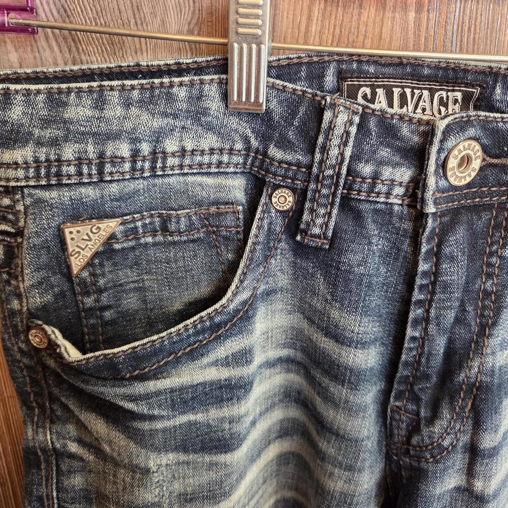 Salvage LA Denim Havoc Slim Skinny Fit Jeans Mens Size 30R Buckle Exclusive Y2K - Picture 4 of 9